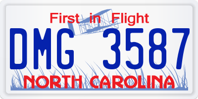NC license plate DMG3587