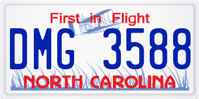 NC license plate DMG3588