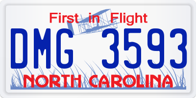 NC license plate DMG3593