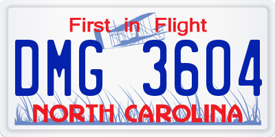 NC license plate DMG3604