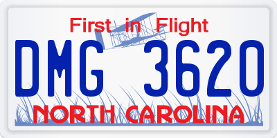 NC license plate DMG3620