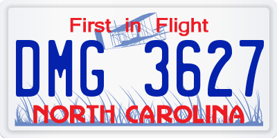 NC license plate DMG3627