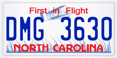 NC license plate DMG3630