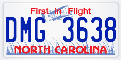NC license plate DMG3638