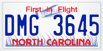 NC license plate DMG3645