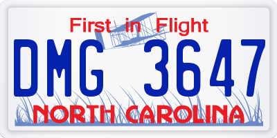 NC license plate DMG3647