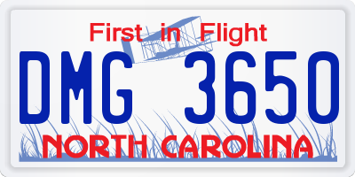 NC license plate DMG3650