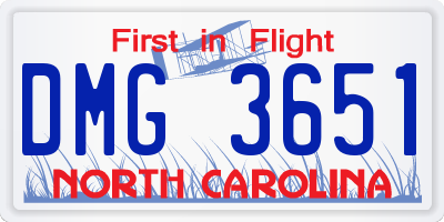 NC license plate DMG3651