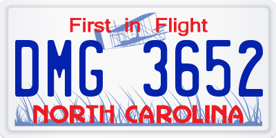 NC license plate DMG3652