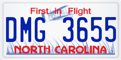 NC license plate DMG3655