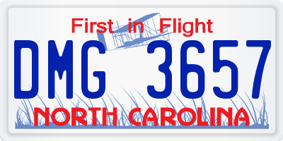 NC license plate DMG3657