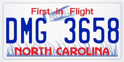 NC license plate DMG3658