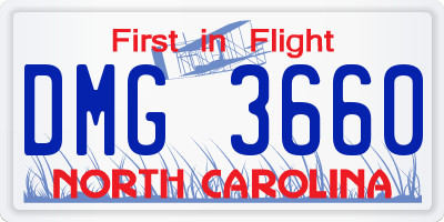 NC license plate DMG3660