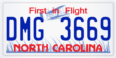 NC license plate DMG3669