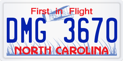 NC license plate DMG3670