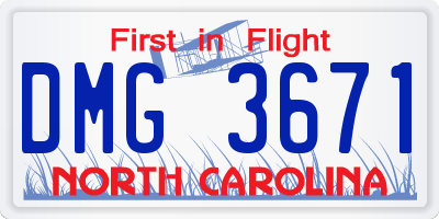 NC license plate DMG3671