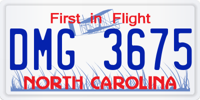 NC license plate DMG3675
