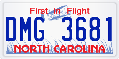 NC license plate DMG3681