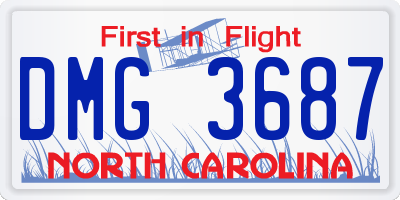NC license plate DMG3687