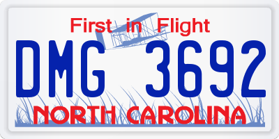NC license plate DMG3692