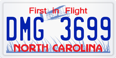 NC license plate DMG3699