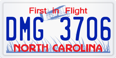 NC license plate DMG3706