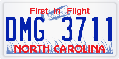 NC license plate DMG3711