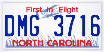 NC license plate DMG3716