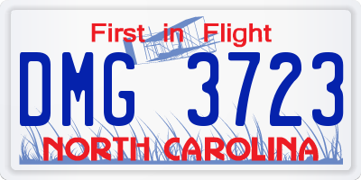 NC license plate DMG3723