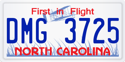 NC license plate DMG3725