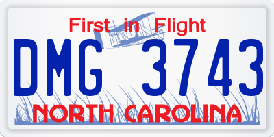 NC license plate DMG3743