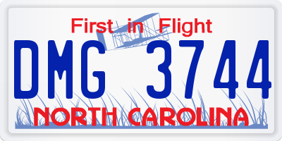 NC license plate DMG3744