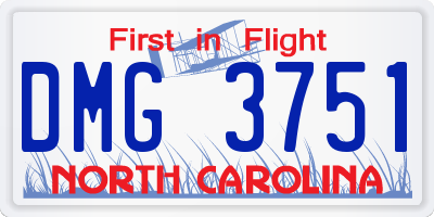 NC license plate DMG3751