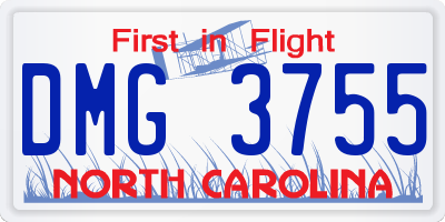 NC license plate DMG3755