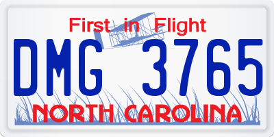 NC license plate DMG3765