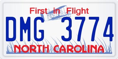 NC license plate DMG3774