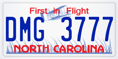 NC license plate DMG3777
