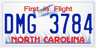 NC license plate DMG3784