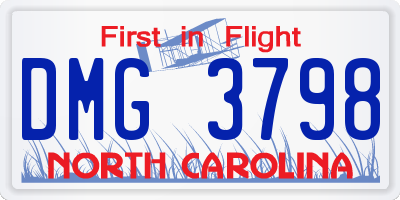 NC license plate DMG3798