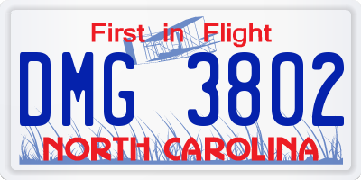 NC license plate DMG3802