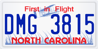 NC license plate DMG3815
