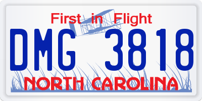 NC license plate DMG3818