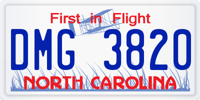NC license plate DMG3820