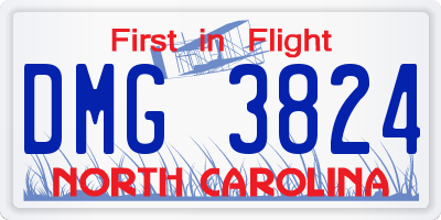 NC license plate DMG3824