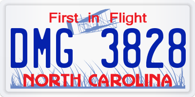 NC license plate DMG3828