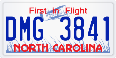 NC license plate DMG3841