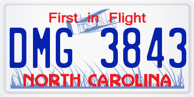 NC license plate DMG3843