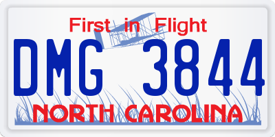 NC license plate DMG3844