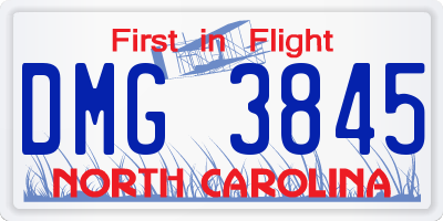 NC license plate DMG3845