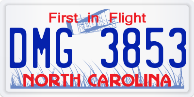 NC license plate DMG3853